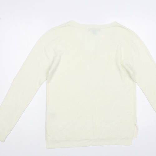 Atmosphere Womens Ivory V-Neck Acrylic Pullover Jumper Size 12