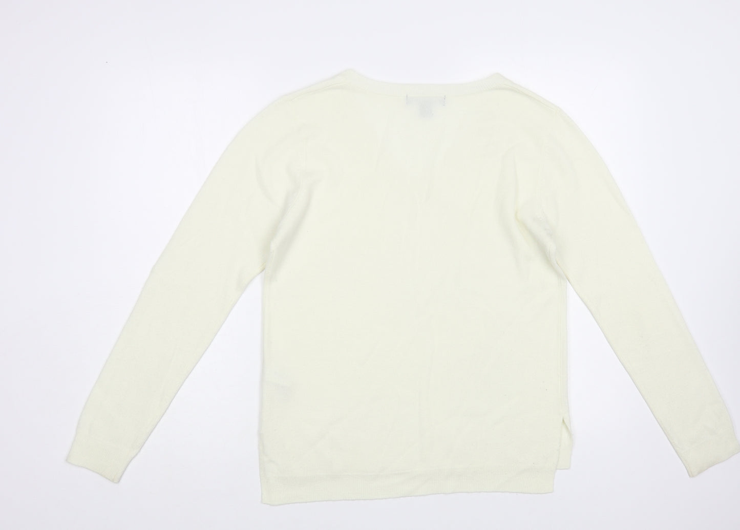 Atmosphere Womens Ivory V-Neck Acrylic Pullover Jumper Size 12