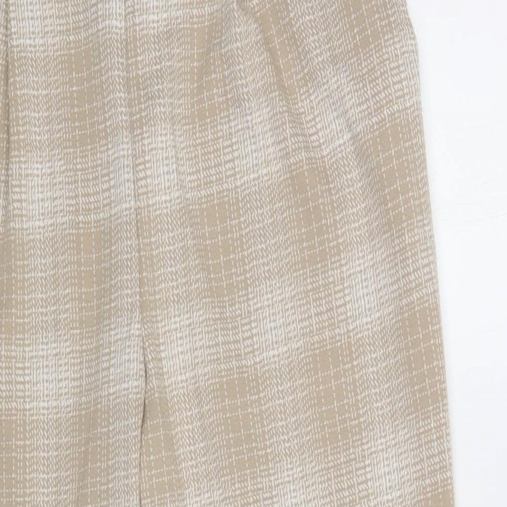 F&F Womens Beige Plaid Polyester Trousers Size 12 L26 in Regular