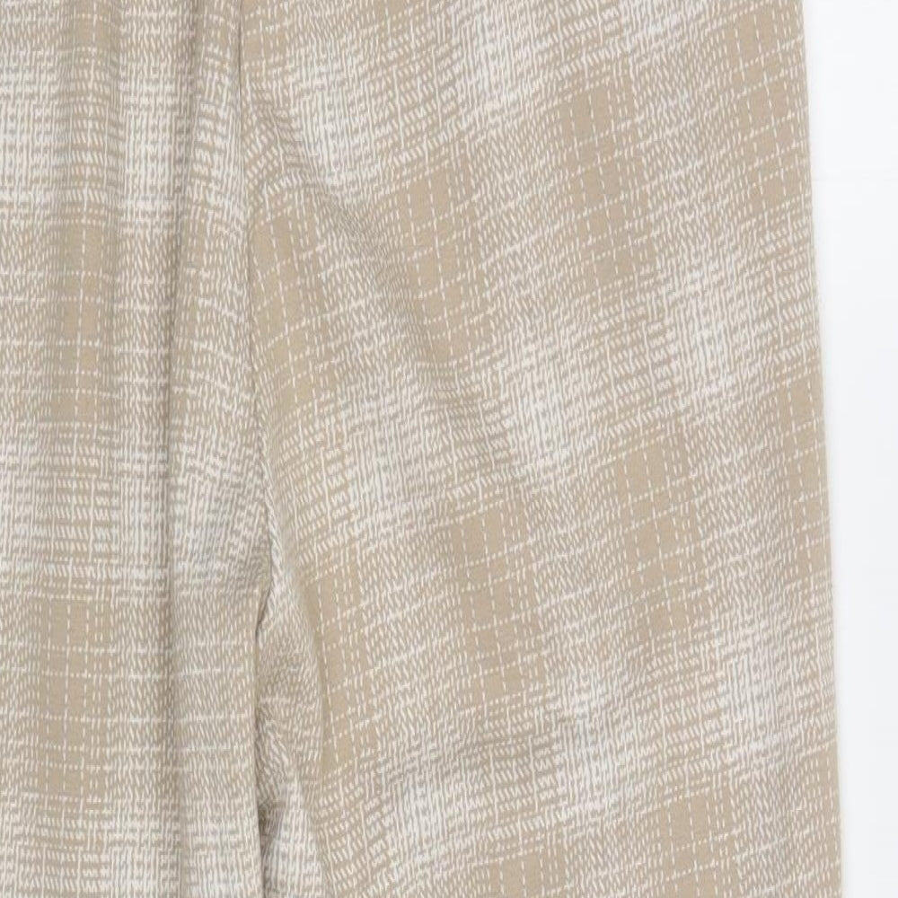 F&F Womens Beige Plaid Polyester Trousers Size 12 L26 in Regular