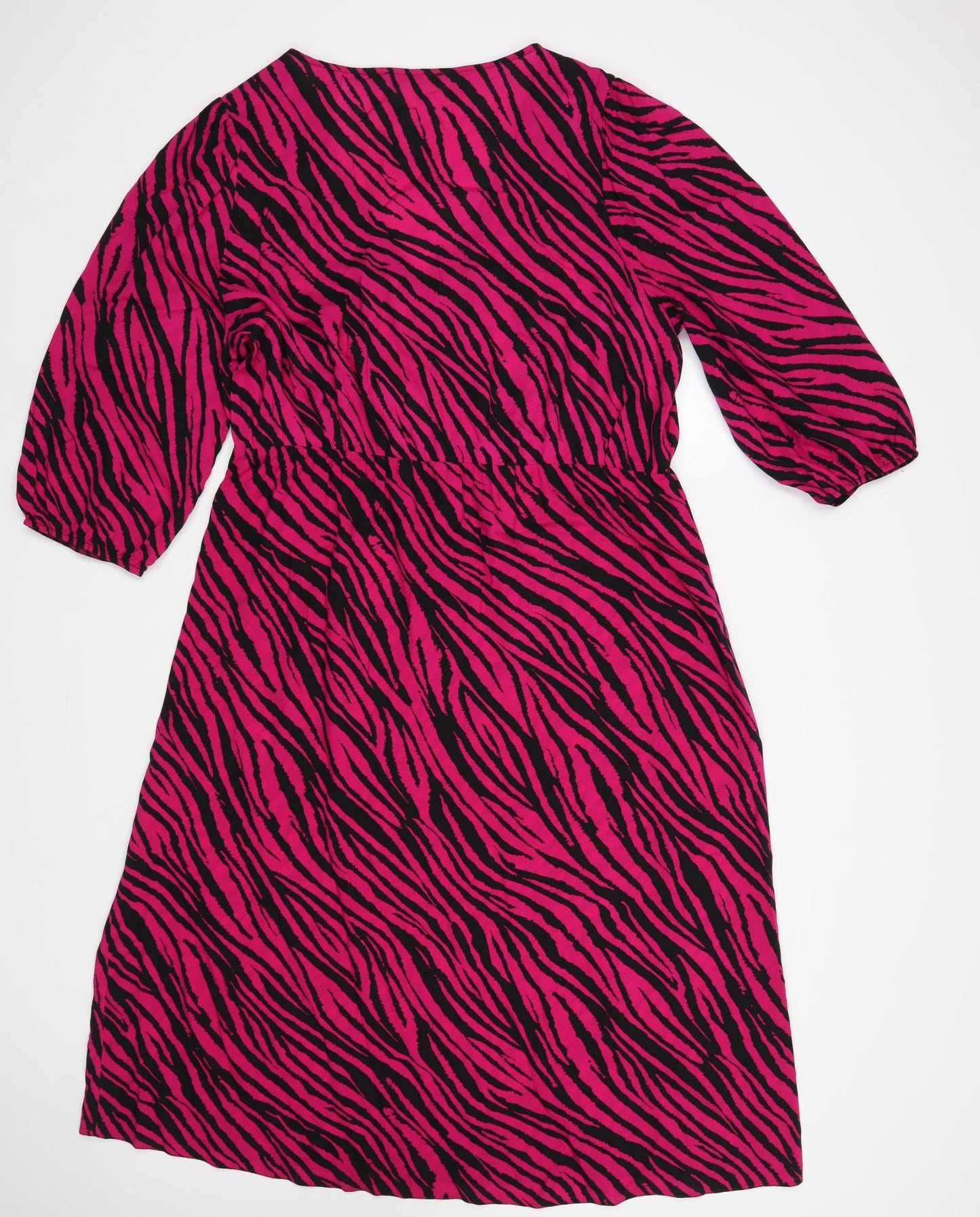 George Womens Pink Animal Print Viscose A-Line Size 20 V-Neck Pullover