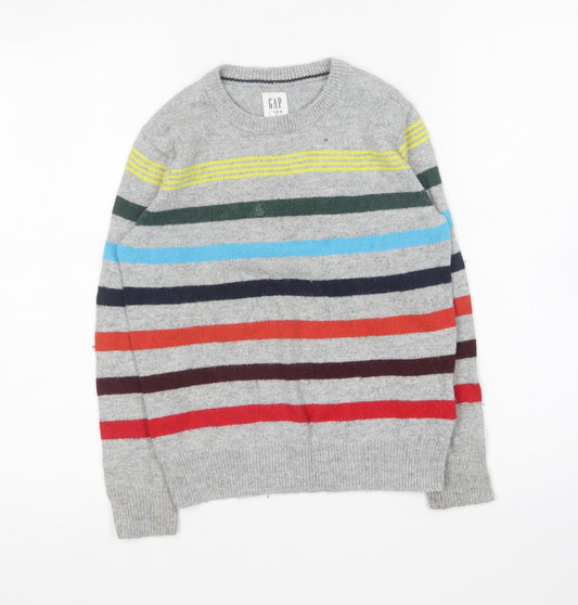 Front view of Gap boys’ multicoloured round neck spotted cotton jumper, size S