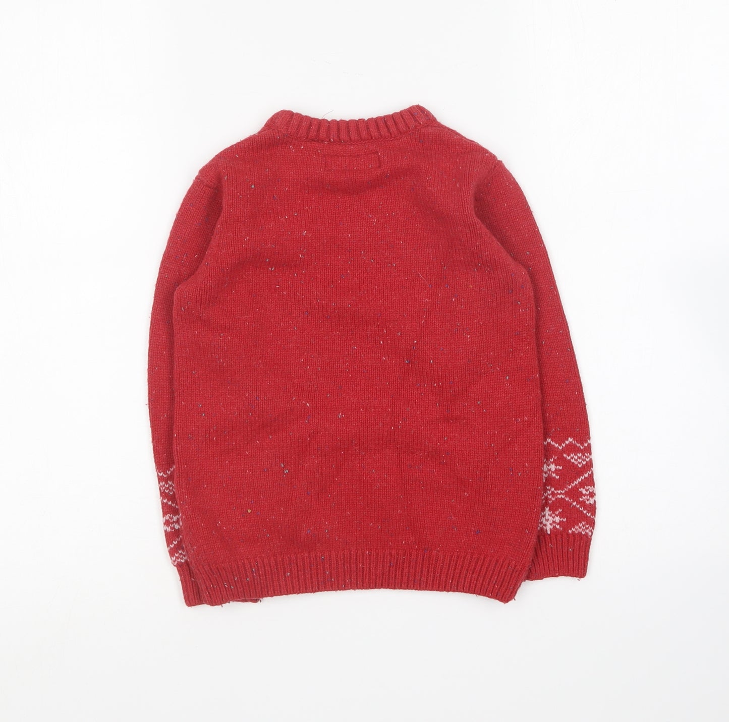 NEXT Boys Red Round Neck Acrylic Pullover Jumper Size 6 Years - Christmas Jumper