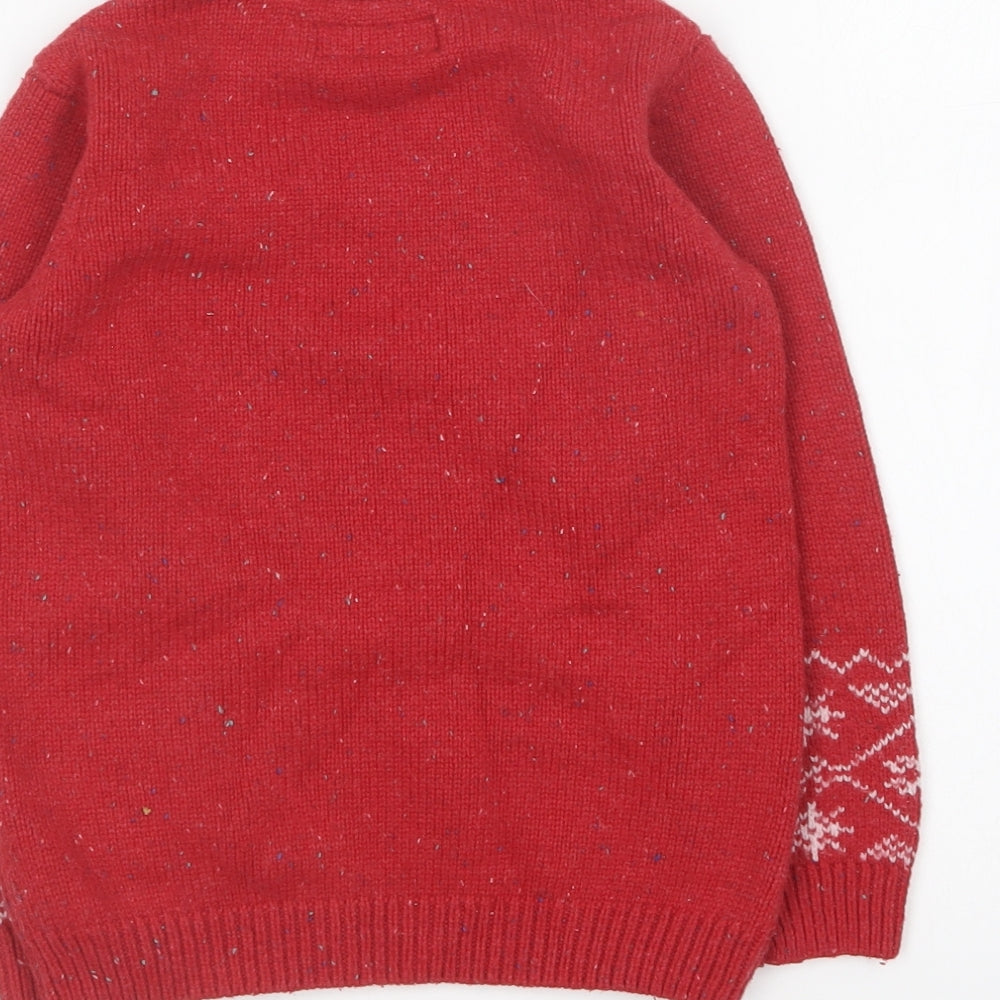 NEXT Boys Red Round Neck Acrylic Pullover Jumper Size 6 Years - Christmas Jumper