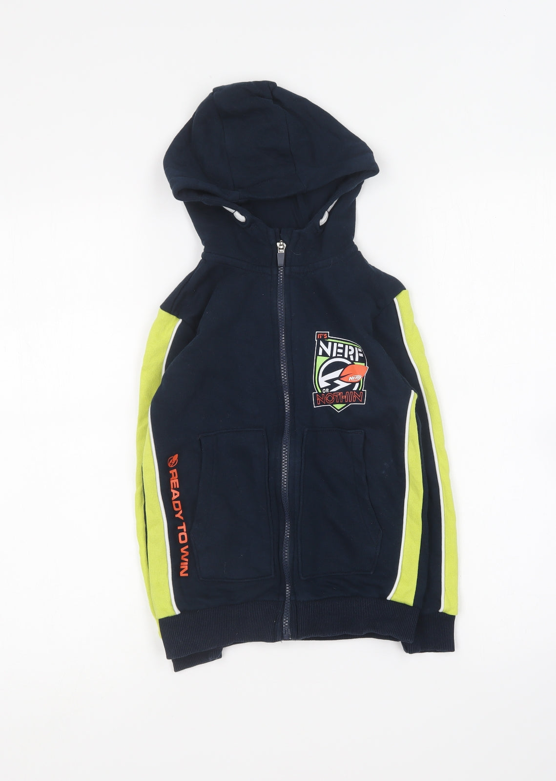 George Boys Blue Round Neck Cotton Full Zip Jumper Size 7-8 Years - Nerf
