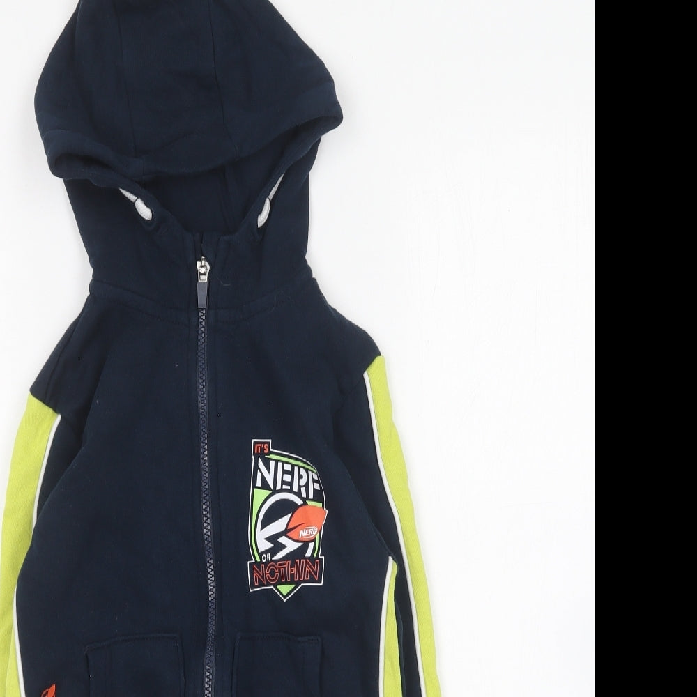 George Boys Blue Round Neck Cotton Full Zip Jumper Size 7-8 Years - Nerf