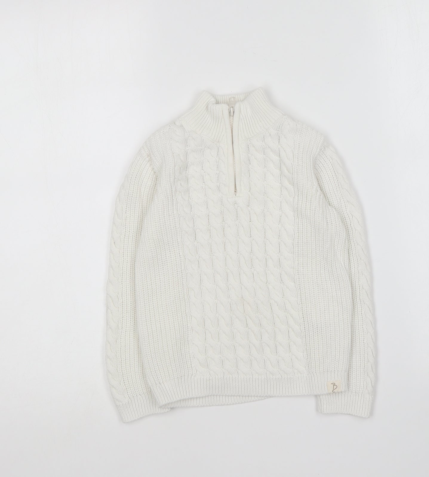 George Girls Ivory Collared Cotton Pullover Jumper Size 3-4 Years
