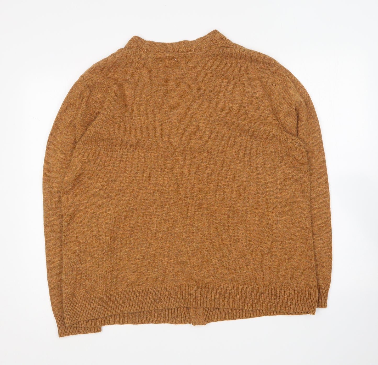H&M Womens Orange V-Neck Polyester Cardigan Jumper Size L