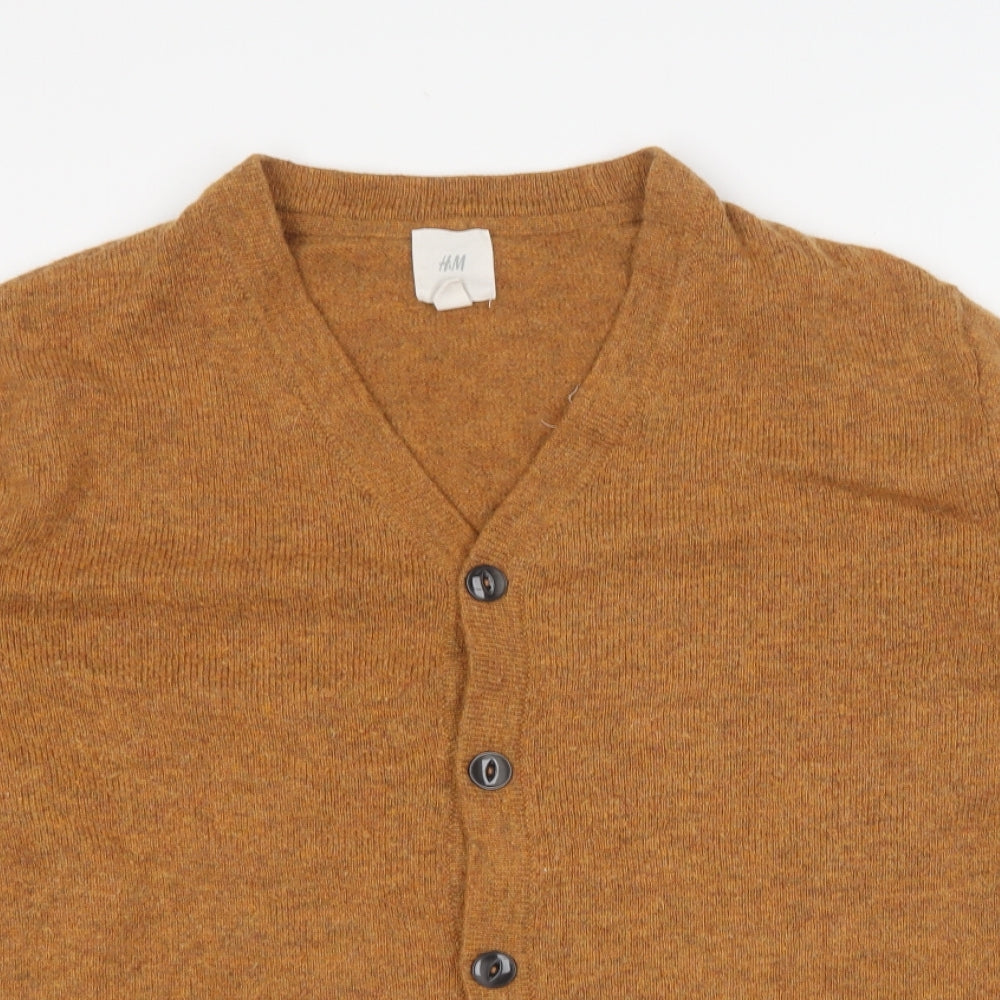 H&M Womens Orange V-Neck Polyester Cardigan Jumper Size L