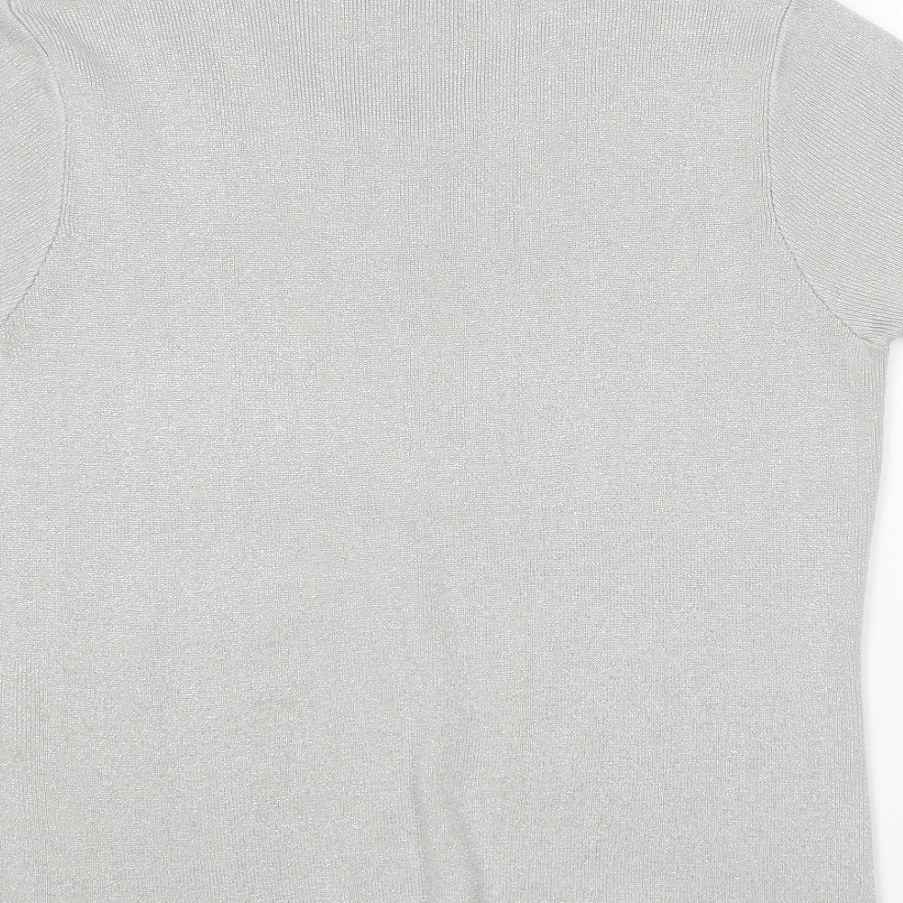 Eastex Womens Silver Round Neck Acrylic Pullover Jumper Size 12