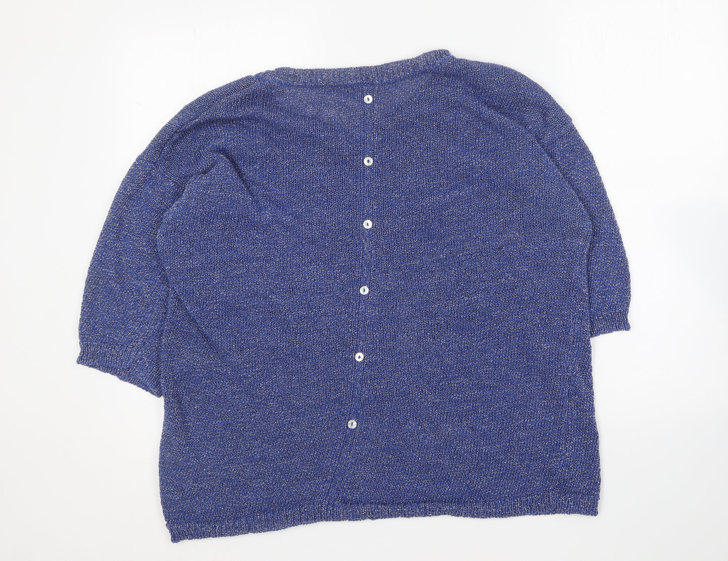 MS Mooe Womens Blue Round Neck Cotton Pullover Jumper Size XL