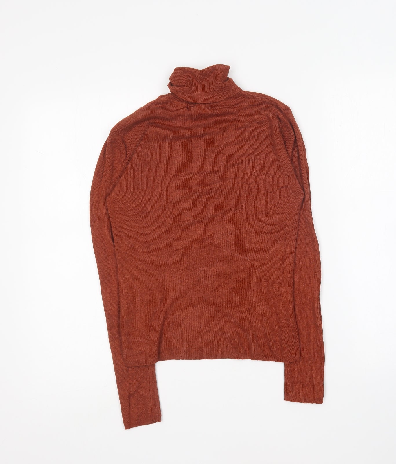 Primark Womens Orange Roll Neck Viscose Pullover Jumper Size 12