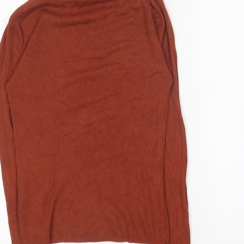 Primark Womens Orange Roll Neck Viscose Pullover Jumper Size 12