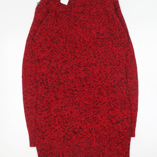 Select Womens Red Acrylic Jumper Dress Size 16 Round Neck