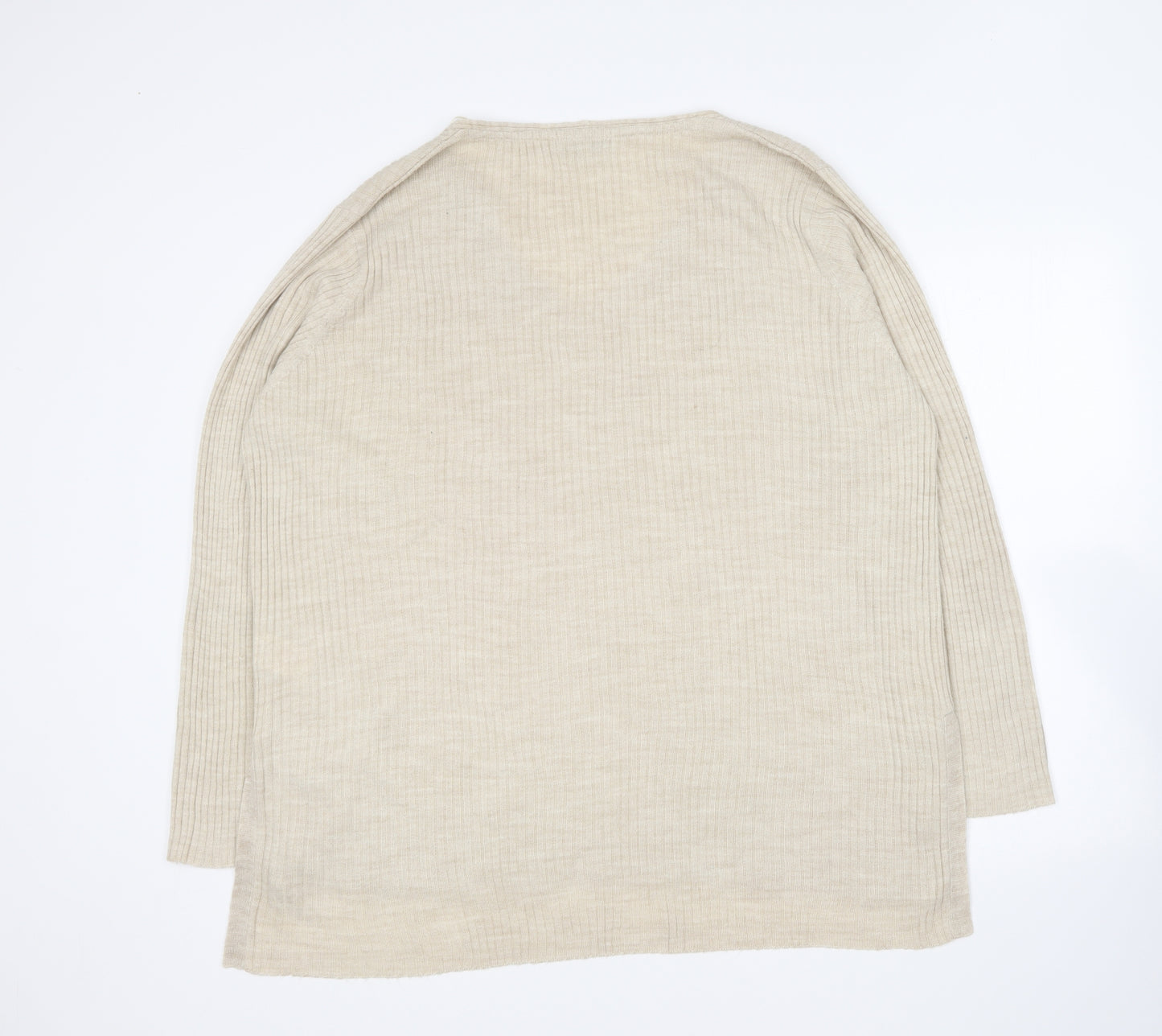Peacocks Womens Beige V-Neck Acrylic Pullover Jumper Size 22