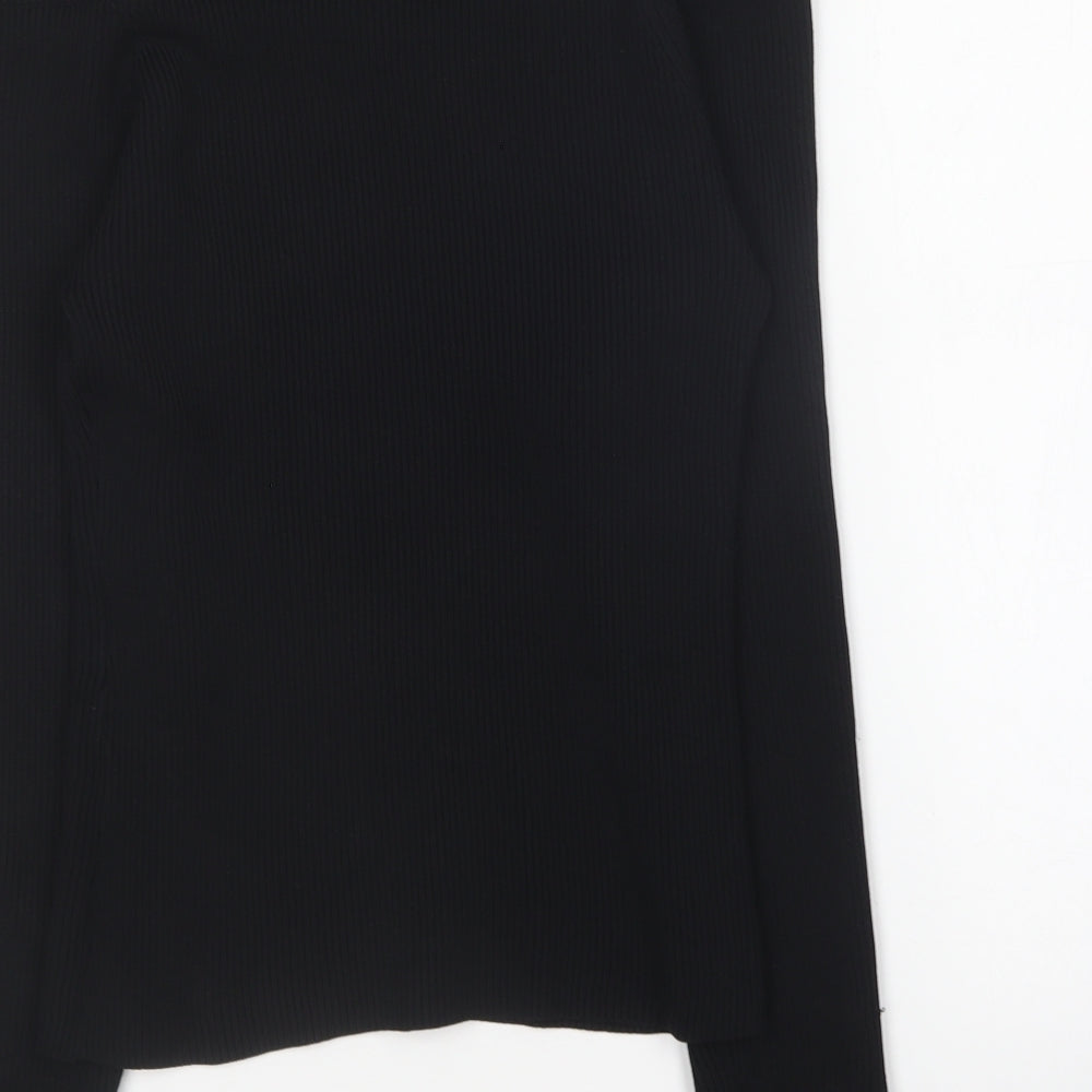 River Island Womens Black Collared Polyamide Pullover Jumper Size 12