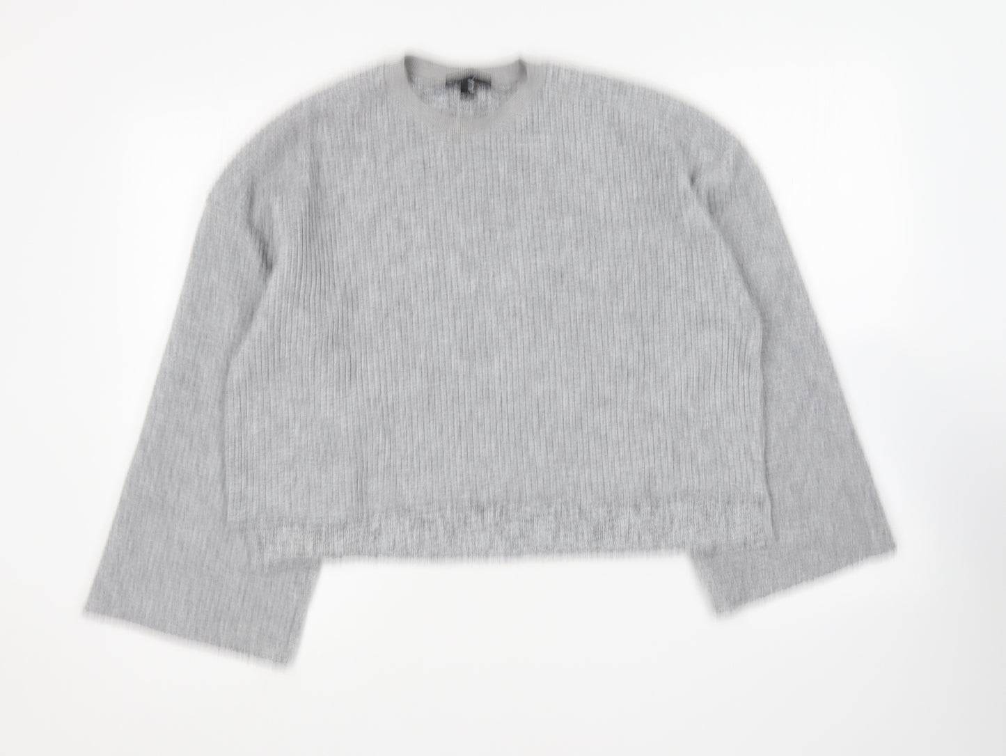 Topshop Womens Grey Round Neck Polyester Pullover Jumper Size 10