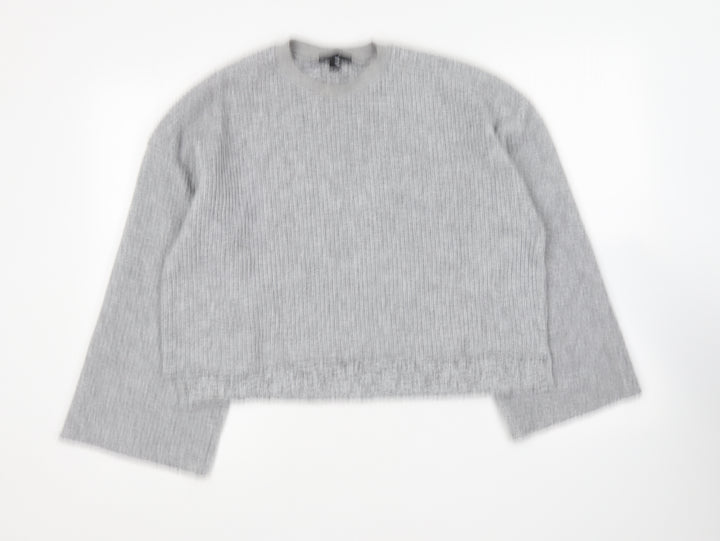 Topshop Womens Grey Round Neck Polyester Pullover Jumper Size 10