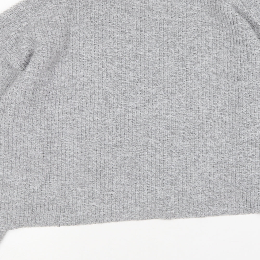 Topshop Womens Grey Round Neck Polyester Pullover Jumper Size 10