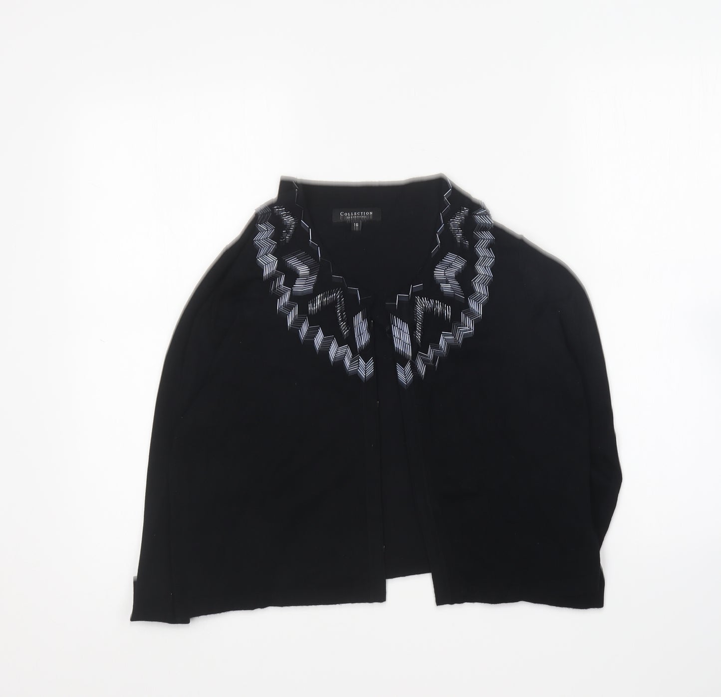 Debenhams Womens Black Round Neck Viscose Cardigan Jumper Size 16