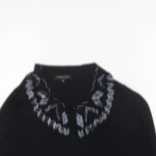 Debenhams Womens Black Round Neck Viscose Cardigan Jumper Size 16