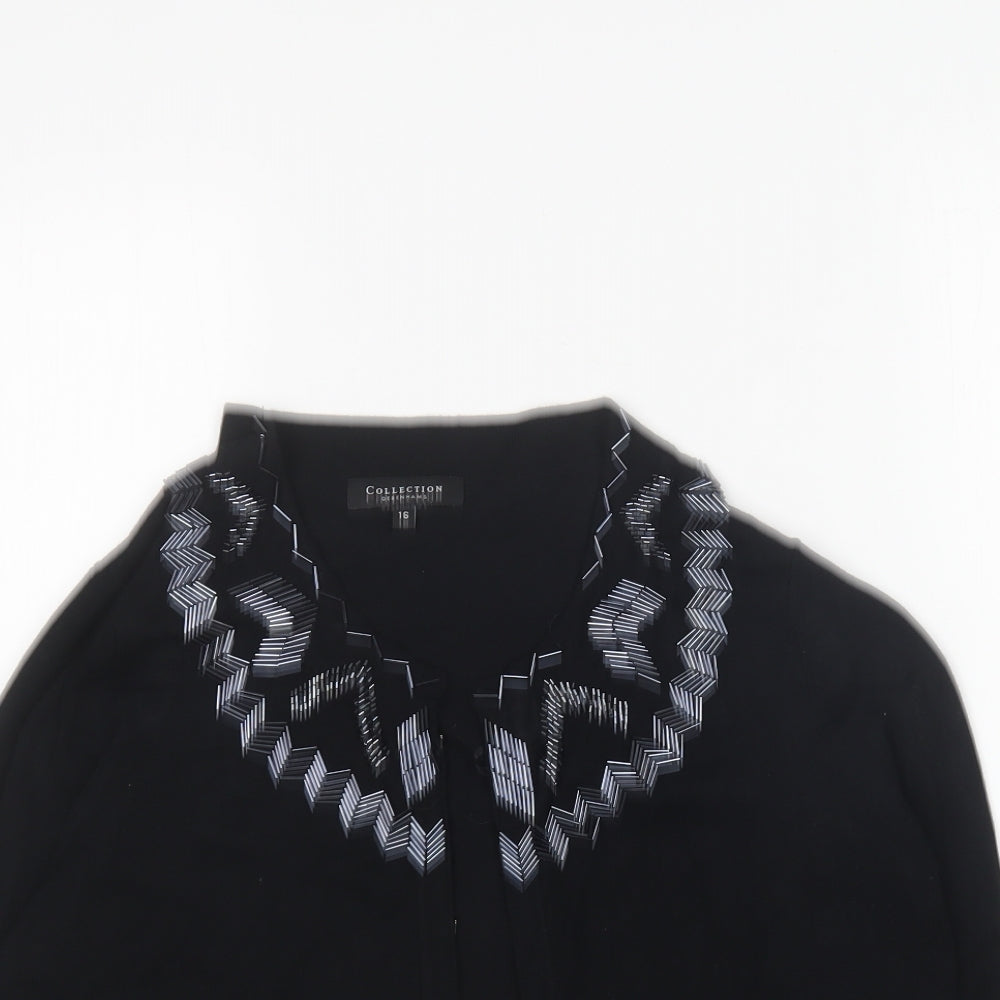 Debenhams Womens Black Round Neck Viscose Cardigan Jumper Size 16