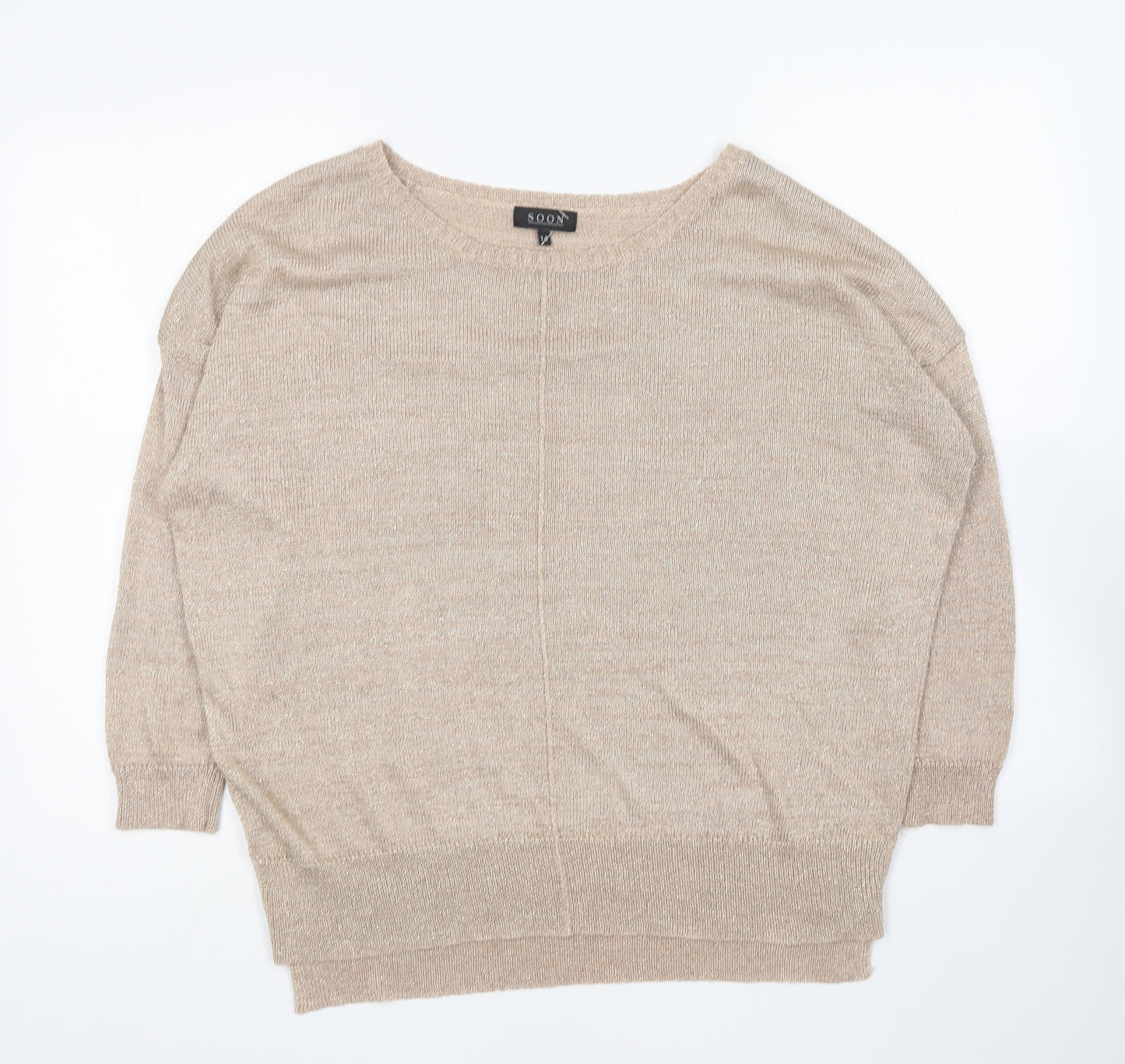 Monsoon Womens Gold Round Neck Viscose Pullover Jumper Size 14