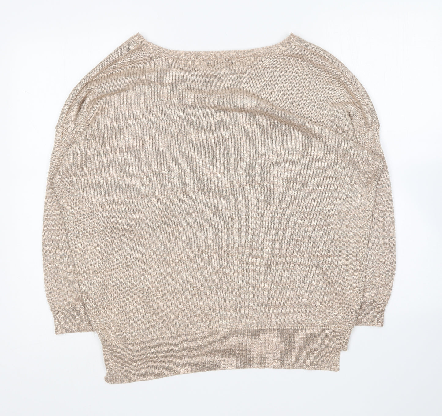 Monsoon Womens Gold Round Neck Viscose Pullover Jumper Size 14