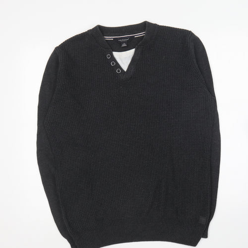 Cedar Wood State Mens Blue V-Neck Cotton Pullover Jumper Size M