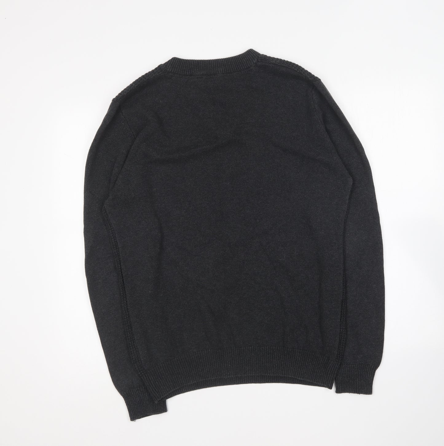Cedar Wood State Mens Blue V-Neck Cotton Pullover Jumper Size M
