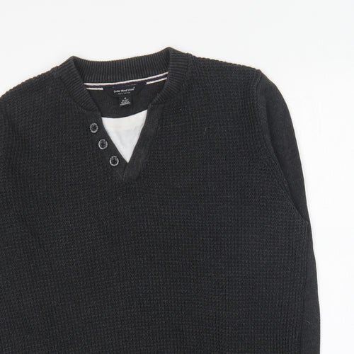 Cedar Wood State Mens Blue V-Neck Cotton Pullover Jumper Size M
