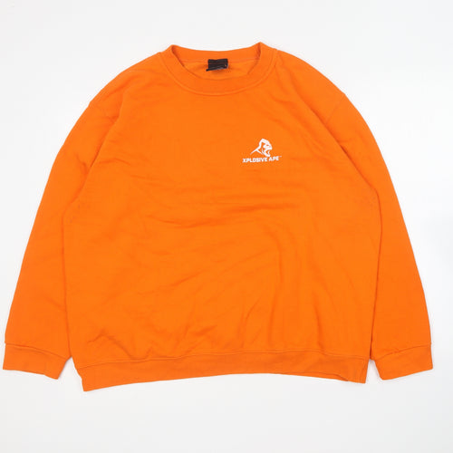 Xplosive Ape Mens Orange Cotton Pullover Sweatshirt Size 2XL