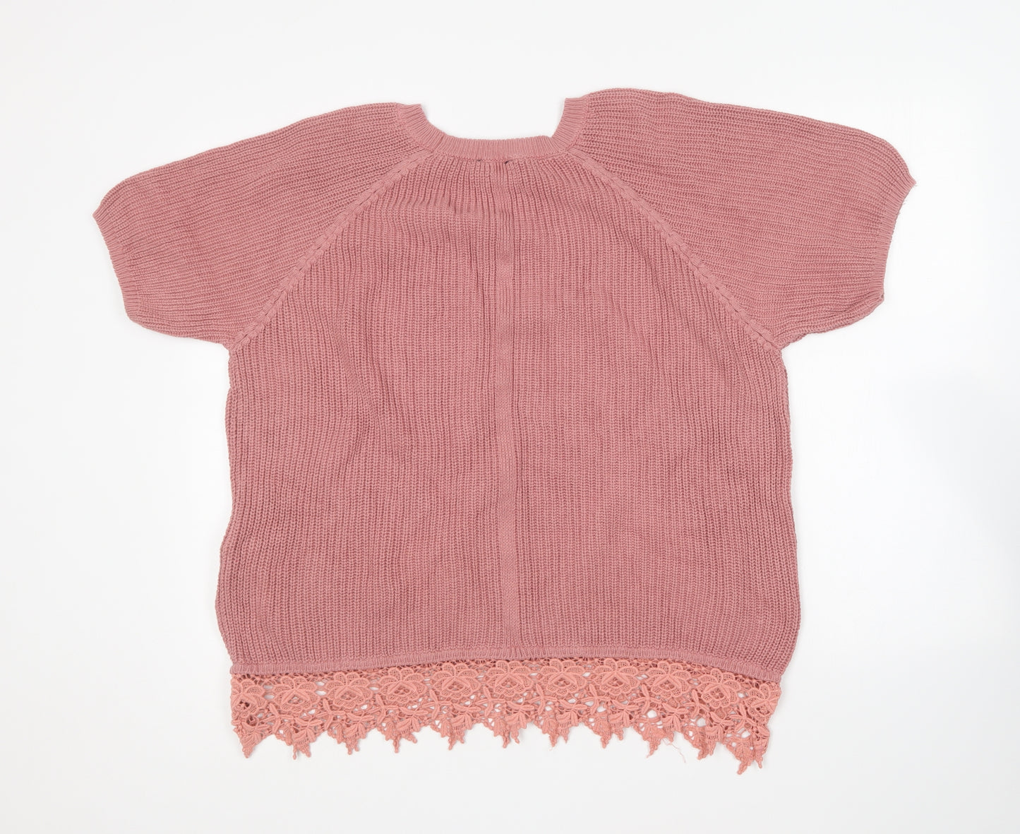 F&F Womens Pink Round Neck Cotton Pullover Jumper Size 14