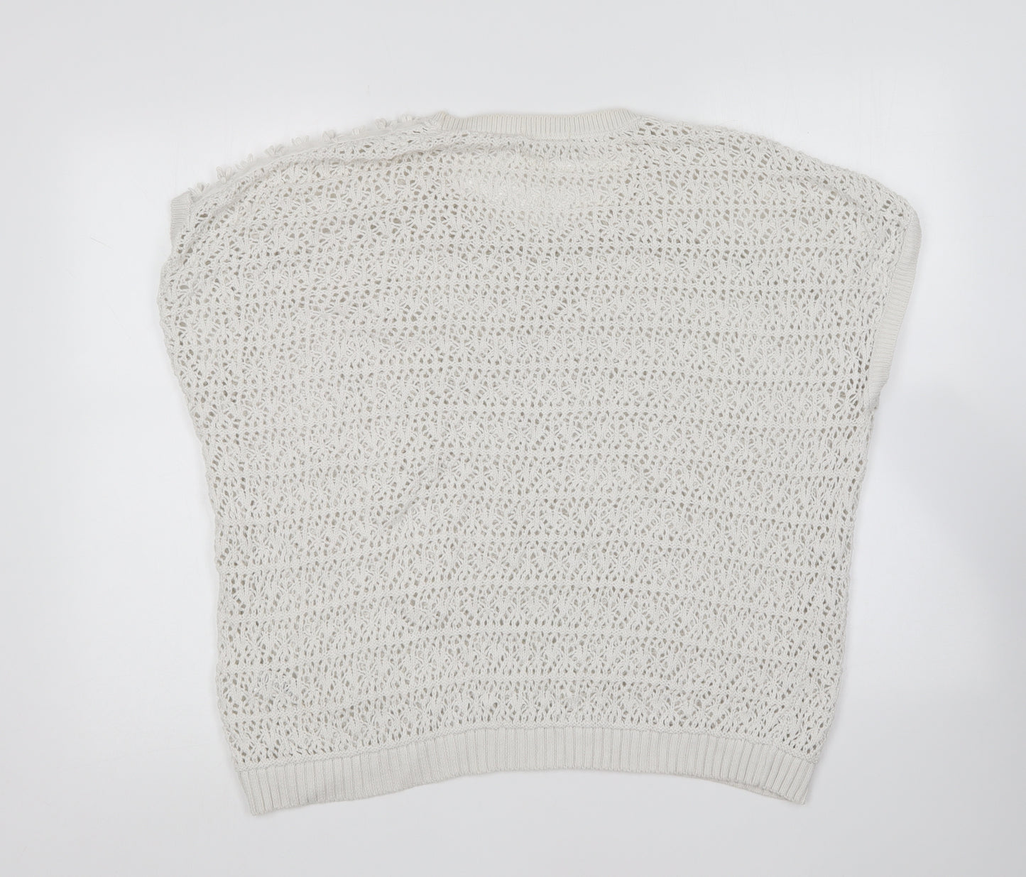 TU Womens White Round Neck Cotton Pullover Jumper Size 20