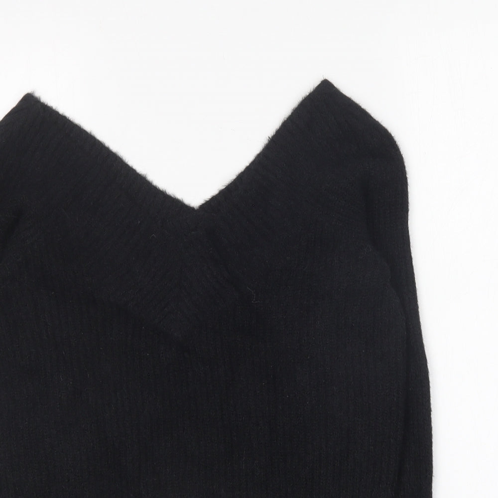 H&M Womens Black V-Neck Acrylic Pullover Jumper Size XS