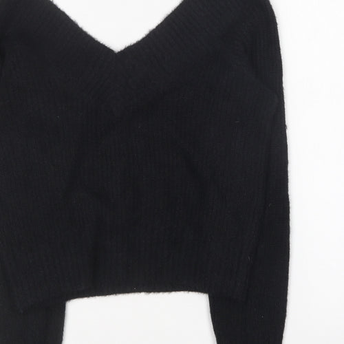 H&M Womens Black V-Neck Acrylic Pullover Jumper Size XS