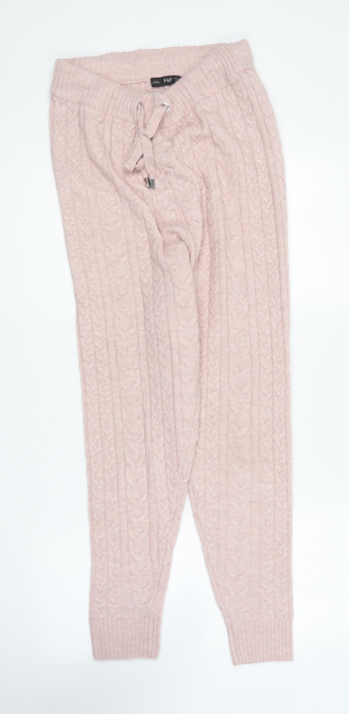 F&F Womens Pink Polyester Jogger Trousers Size 10 L28 in Regular - Loungewear