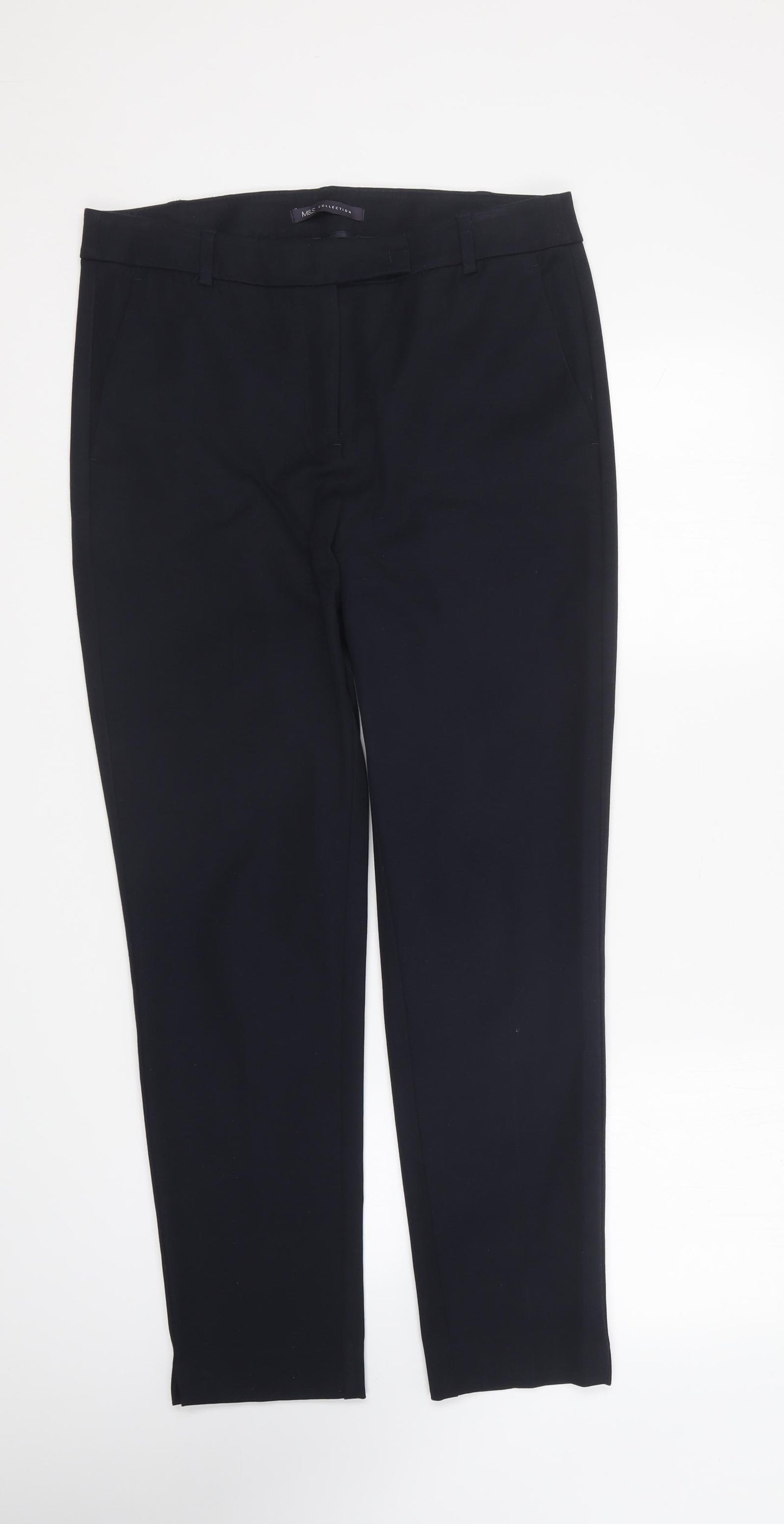 Marks and Spencer Womens Blue Viscose Carrot Trousers Size 12 L26 in Regular