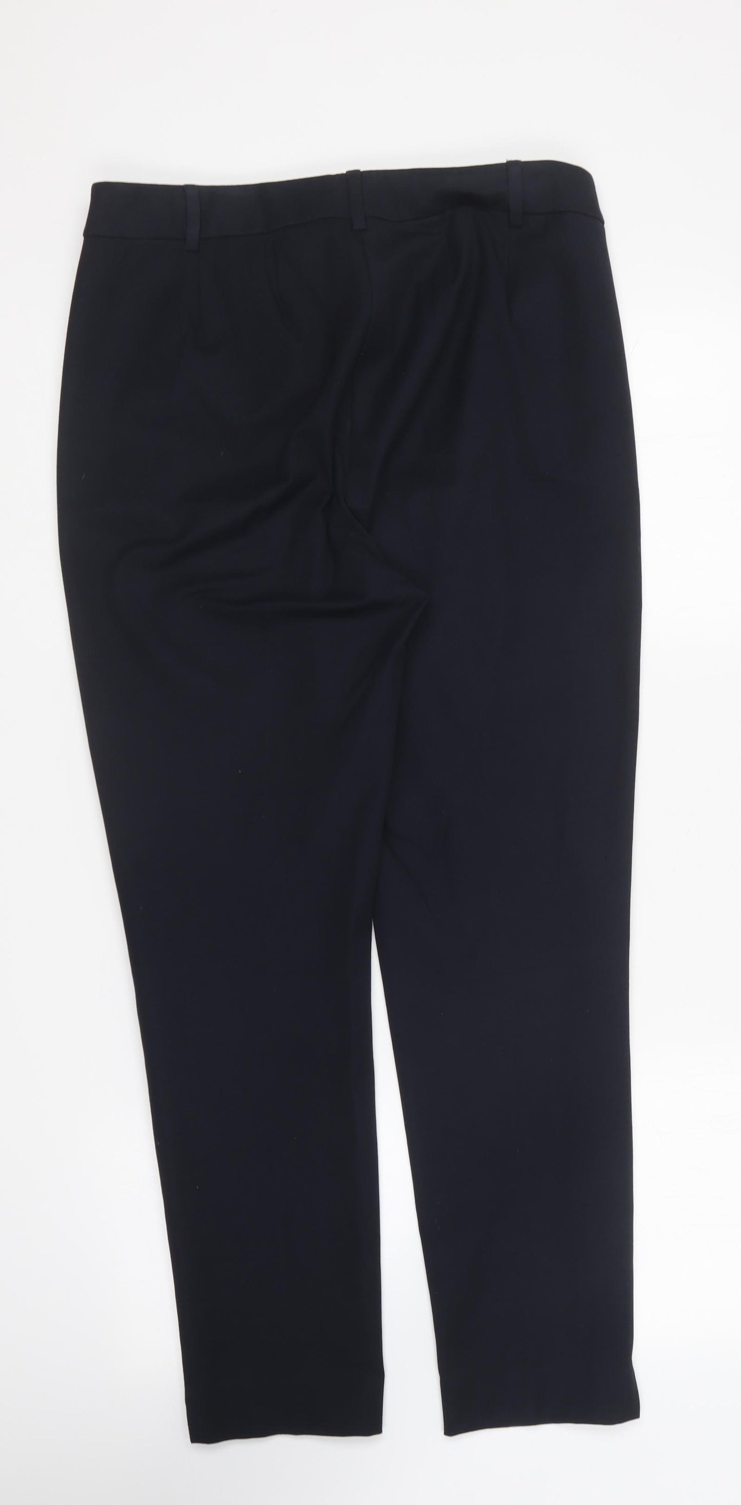 Marks and Spencer Womens Blue Viscose Carrot Trousers Size 12 L26 in Regular