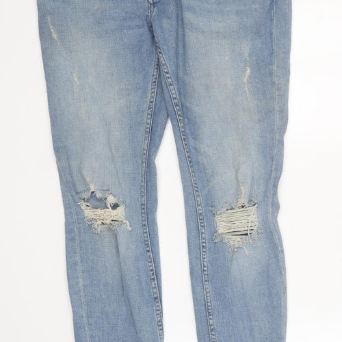 Primark Womens Blue Cotton Straight Jeans Size 34 in L37 in Regular