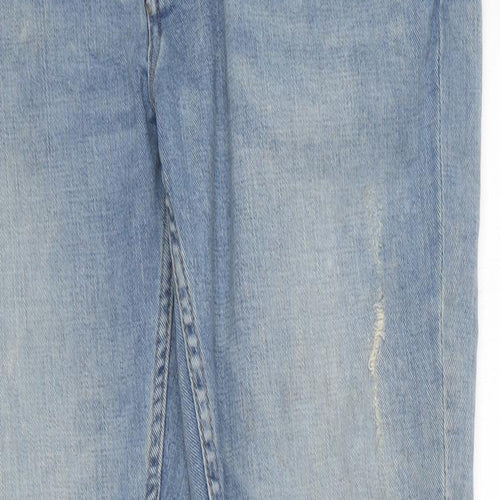 Primark Womens Blue Cotton Straight Jeans Size 34 in L37 in Regular
