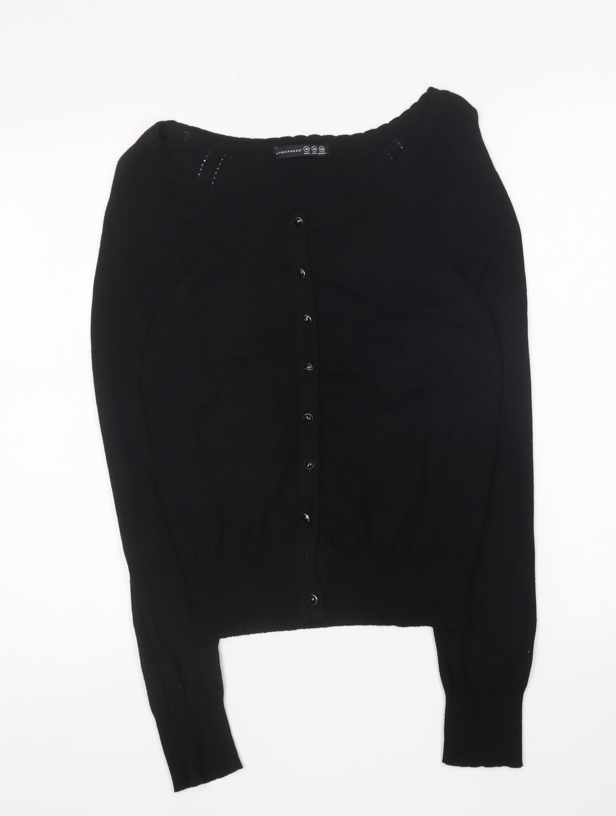 Atmosphere Womens Black V-Neck Cotton Cardigan Jumper Size 10