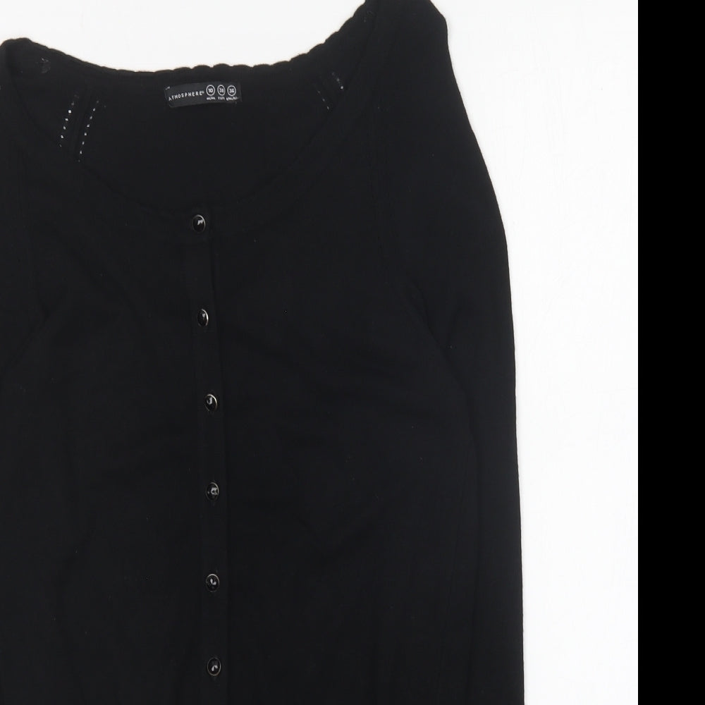 Atmosphere Womens Black V-Neck Cotton Cardigan Jumper Size 10