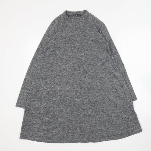 New Look Womens Grey Polyester Jumper Dress Size 8 Round Neck
