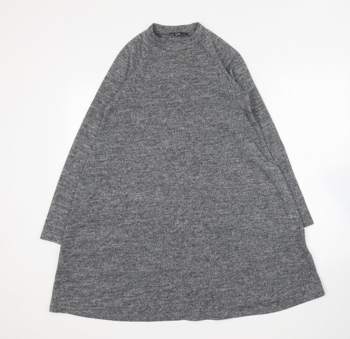 New Look Womens Grey Polyester Jumper Dress Size 8 Round Neck