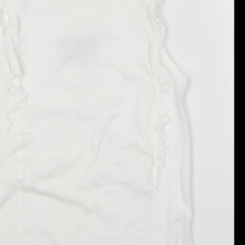 River Island Womens White Cotton Basic T-Shirt Size 10 Round Neck