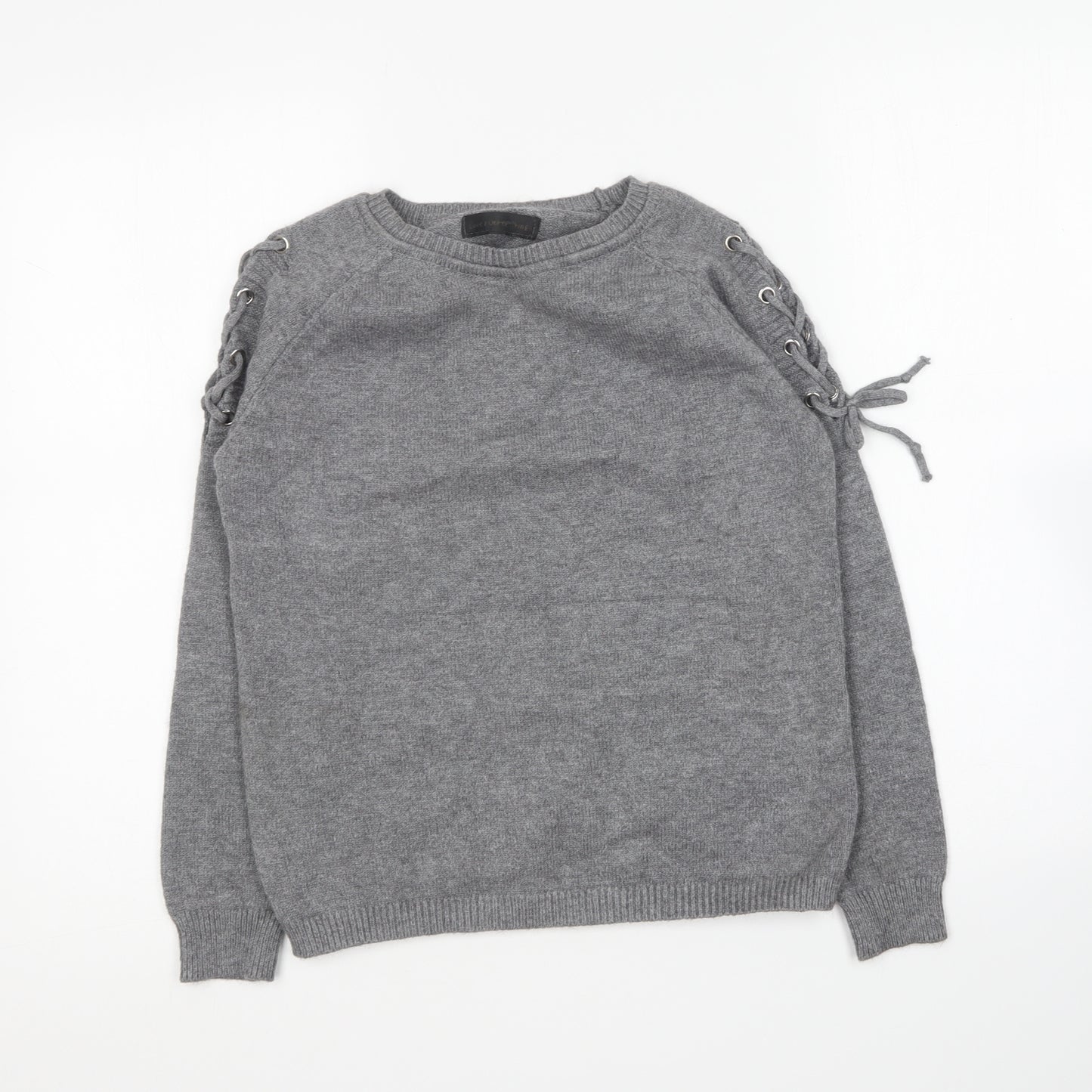 Love other things Womens Grey Round Neck Acrylic Pullover Jumper Size 8 - `