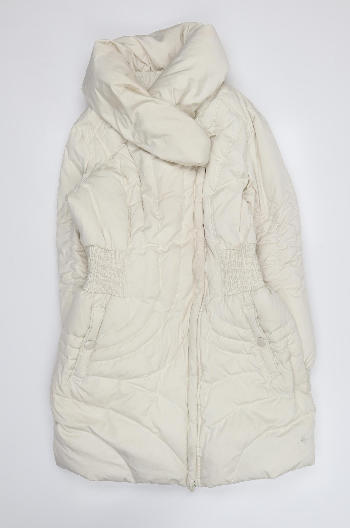 Mexx Womens Ivory Quilted Coat Size 14