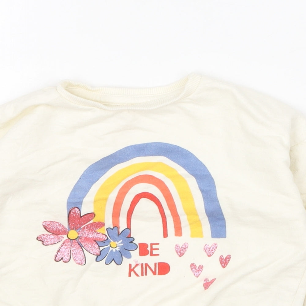 Studio Girls Ivory Round Neck Cotton Pullover Jumper Size 3-4 Years - Be Kind