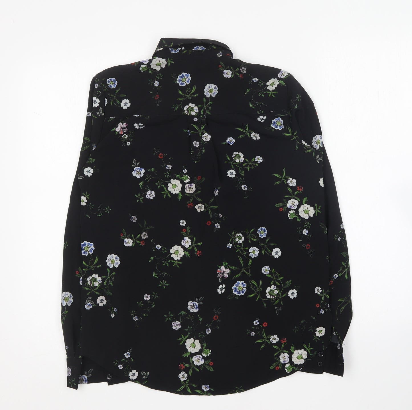 H&M Womens Multicoloured Floral Polyester Basic Button-Up Size 12 Collared
